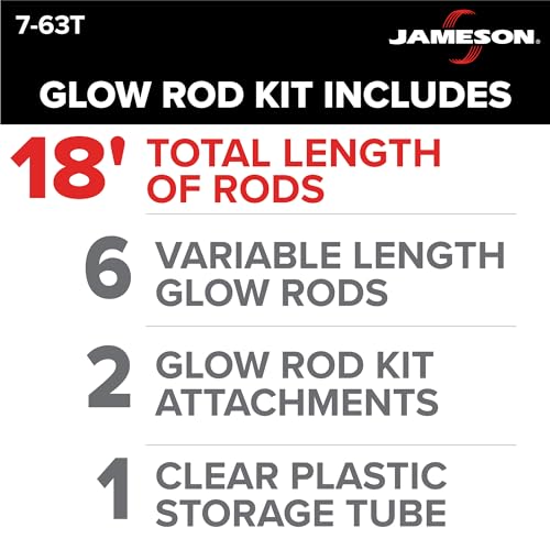 Jameson 18 ft Glow Fish Rod Kit - Non-Conductive Fiberglass Glow Rods for Running Wire in Ceilings, Attics, Floors