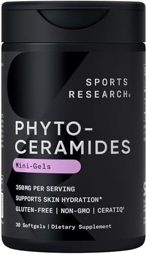 Sports Research® Phytoceramides 350mg w/Ceratiq®, 30 Softgels | Plant-Derived Ceramides for Beauty from Within Skin Hydration | Made with Certiq® | Non-GMO, Soy-Free - 30 Servings