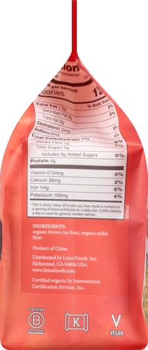 Lotus Foods Organic Millet and Brown Rice Ramen - 10 Oz Bag (Pack of 1) | Noodles, Gluten Free Instant Ramen Noodles, Vegan, Low Sodium, Made with Brown Rice Flour and Millet Flour