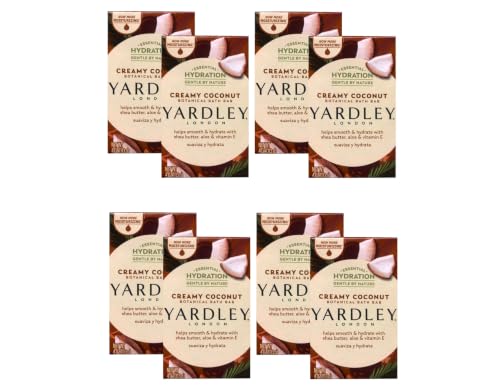 Yardley Creamy Coconut Bath Bar, 4 Ounces - Pack of 8