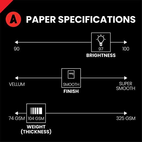 Accent Opaque White Printer Paper, 8.5” x 11” 24lb Bond/60lb Text Copy Paper – 500 Sheets (1 Ream) – Premium Computer Paper with Smooth Finish, 97 Bright, 89gsm – Multipurpose White Paper – 109355R