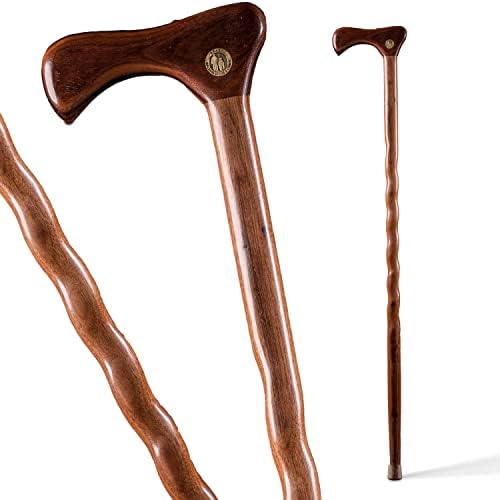 Brazos Handcrafted Wood Walking Cane, Twisted Cocobolo, Derby Style Handle, for Men & Women, Made in the USA, 37"