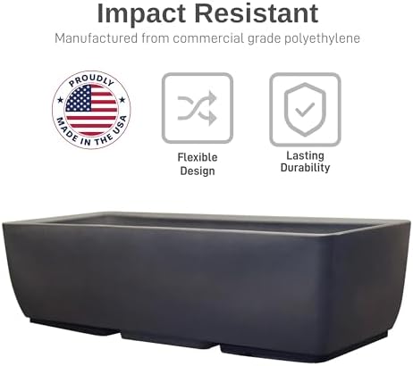 RTS Home Accents 30" Urban Rectangular Garden Planter, Graphite - Stylish, Durable, and Weather-Resistant Planter for Outdoor Gardens, Patios, and Urban Spaces