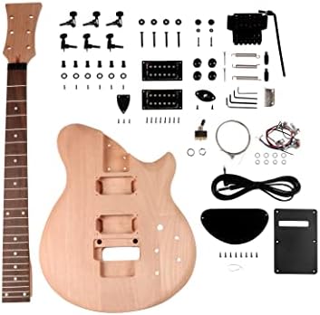DIY Electric Guitar Kit Beginner Kit Right Handed Mahogany Body | Mahogany Neck, Rosewood Fretboard, 6 String, Black Hardware, Build Your Own Guitar