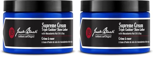 Jack Black Supreme Cream Triple Cushion Shave Lather - Shaving Cream Mens, Shave Cream for Men, Jack Black Shaving Cream for Men, Shaving Lather, Mens Shaving Cream, Jack Black Shave Cream