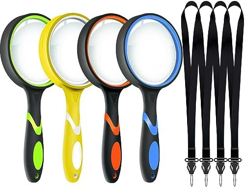 Leffis 3 Pack Magnifying Glass, 10X Reading Magnifier for Kids and Seniors