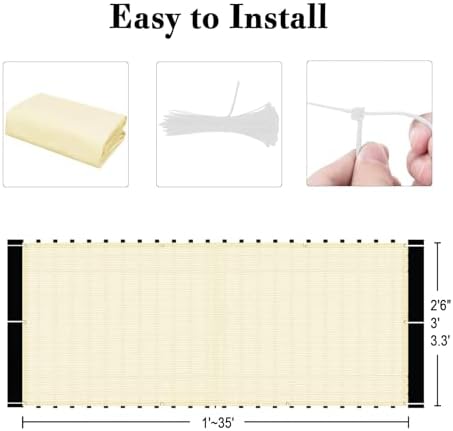 SUNLAX 3'x10' Black Balcony Privacy Screen Fence Windscreen 90% UV Block