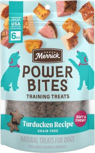 Merrick Power Bites Natural Soft And Chewy Real Meat Dog Treats, Grain Free Snack, Real Turducken Recipe - 6 oz. Bag