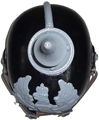 warreplica Imperial German M15 Spiked Pickelhaube Officer Helmet Black Leather with Field Grey Trim Prussian WWI Officer Headgear Reproduction