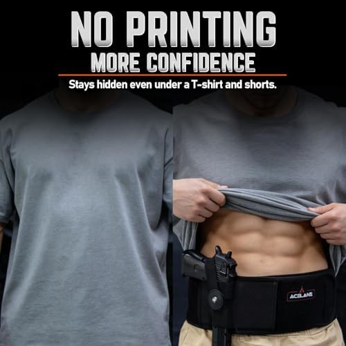 Acelane Belly Band Holster for Concealed Carry Gun Holster Tactical Elastic Waist Pistols Adjustable Belly Wrap Mag Pouch Fits Firearm Handgun Revolvers for Men & Women