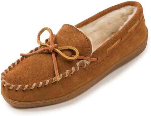 Minnetonka Women's Pile Lined Hardsole Moccasin Slippers