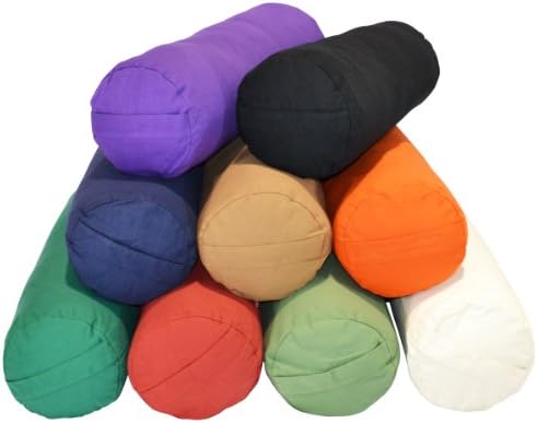 Supportive Natural Cotton and Synthetic Batting Portable Round Yoga Bolster with Removable Cover, Sage