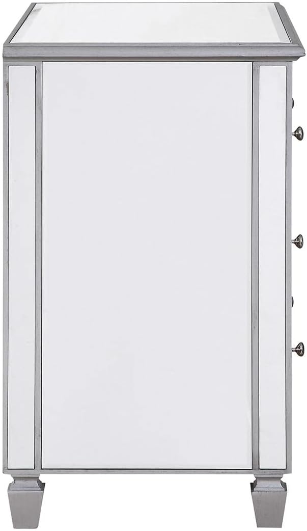 3 Drawer Bedside Cabinet, Silver
