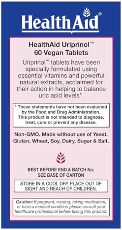 HealthAid Uriprinol® 60 Tablets – Twice‑Daily Antioxidant Uric Acid Cleanse with Montmorency Cherry, Celery Seed