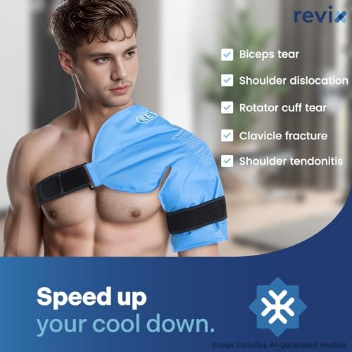 REVIX Shoulder Ice Pack Wrap for Rotator Cuff, Reusable Gel Cold Pack