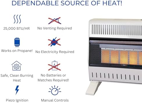 ProCom Heating Liquid Propane Ventless Infrared Plaque Heater With Base Feet - 10,000 BTU, Manual Control - Model# ML100HPA-B