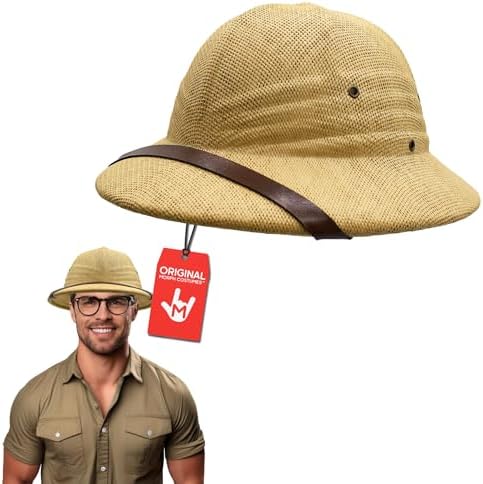 Morph Adult Safari British Pith Helmet - Sturdy, Adjustable Hat for Sun Protection - Ideal for Hiking, Gardening, Outdoor Adventures