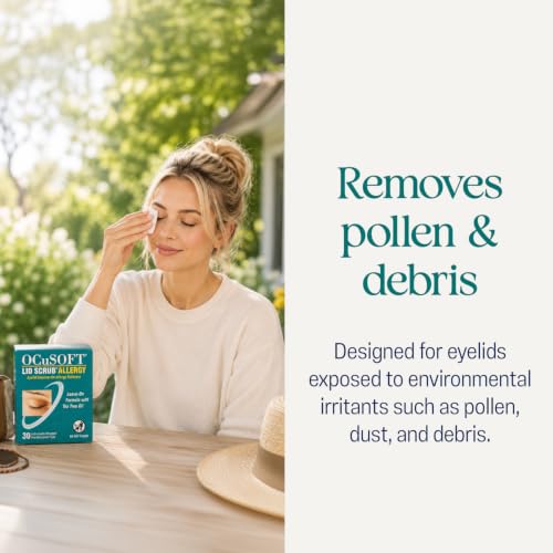 OCuSOFT Lid Scrub Allergy Eyelid Cleanser, Pre-Moistened Pads, 30 Count | Designed for eyelids exposed to environmental irritants like pollen, dust
