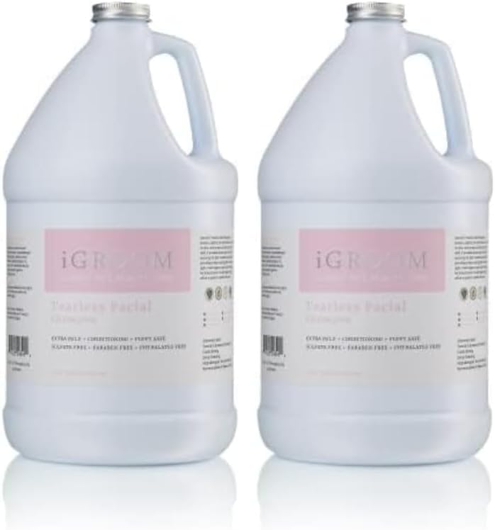 iGroom Tearless Facial Dog Shampoo, Luxury Pet Beauty Care, Ultra Mild to Eyes, Restore Skins Natural Moisture, Made in USA, Gallon