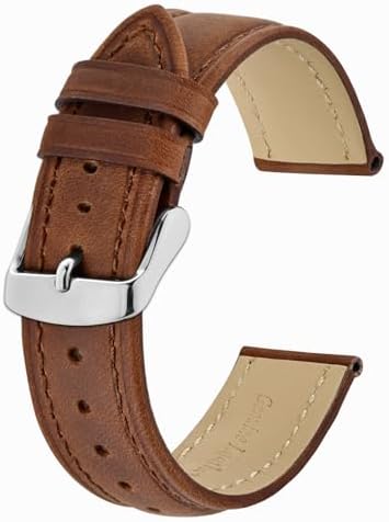 BISONSTRAP Watch Strap, Vintage Leather Replacement Bracelet, Band Width-14mm 15mm 16mm 17mm 18mm 19mm 20mm 21mm 22mm 23mm 24mm