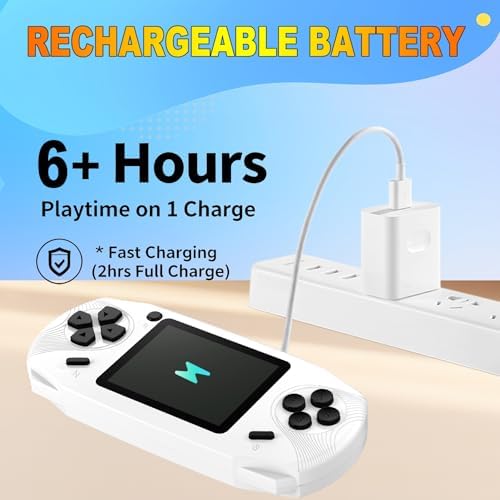 16 Bit Handheld Games for Kids Preloaded 220 Retro Video Games, Blue | 3.0" HD Screen, Rich Gameplay,USB-C Rechargeable, 6+Hrs Play, Portable Travel Toy for Car Flights,Boys Girls Birthdays Gift