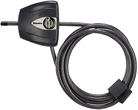 Master Lock Black Python Bike Lock with Key, Adjustable Metal Cable Lock has a Weather Resistant Vinyl Coating for Outdoor Equipment, Bicycles, 6 Feet Long, 8417D