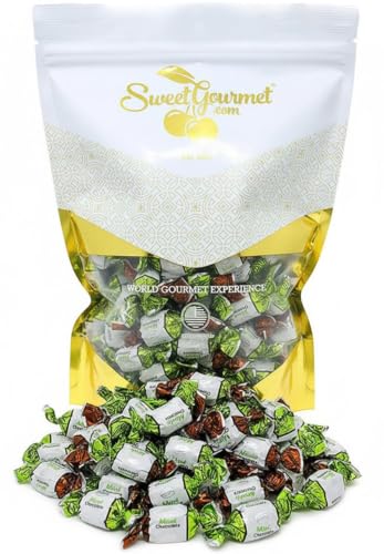 SweetGourmet Premium Chocolate Filled Mints, Arcor Hard Candy, 2 Pound | After-Dinner Treat, ~80 Pieces per Pound, Candy Buffet Ready, Assorted Wrappers, Resealable Bag