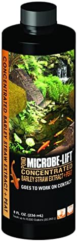 Microbe-Lift Concentrated Barley Straw Extract Plus Liquid Peat Conditioner for Ponds and Outdoor Water Garden, Safe for Live Koi Fish, Plants, and Decorations, 8 Ounces