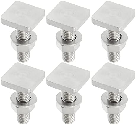 Car Roof Rack T Shaped Slot Bolt M8 W/Nuts Washer T Shaped Track Bolts Roof Rack Cargo Carrier Bolt Accessories Stainless Steel (Pack of 6)