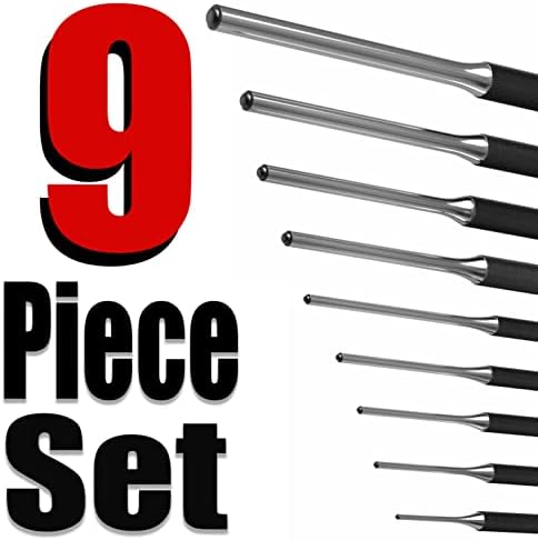 Roll Pin Punch Set 9pc - Great Nail Punch for Gun Tool Kit Building, Watch Repair Kit and Removing Firing Pin with Tool Pouch