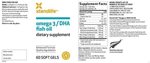 Xtendlife Omega‑3 Fish Oil + CoQ10 Supplement, 30 Day Supply | 1100mg DHA & EPA for Heart, Brain & Joint Support – with Ubiquinol CoQ10, Astaxanthin & Lycopene