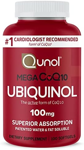 Qunol Mega Ubiquinol CoQ10 100mg, Superior Absorption, 100 Softgels | #1 Cardiologist Recommended Supplement for Heart Health, Coenzyme Q10 Supplement to support Vascular Health & Cellular Energy