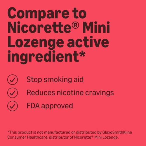 Amazon Basics Mini Nicotine Polacrilex Lozenge, 2 mg, Cherry Ice Flavor, Stop Smoking Aid, 135 Count (Previously Amazon Basic Care)