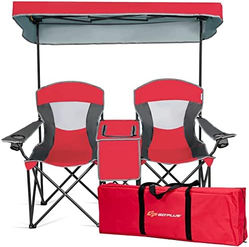 Goplus Double Beach Chair with Canopy Shade