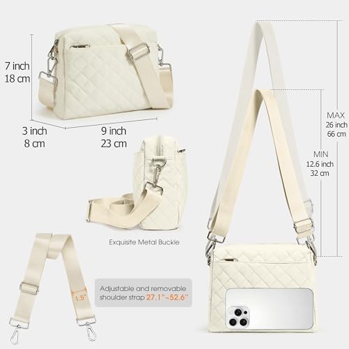 KALIDI Mini Quilted Crossbody Bag for Women Ladies Puffer Cross Body Purse | Nylon Lightweight Women's Shoulder Handbag with Wide Strap for Travel Vacation Casual Everyday Errands