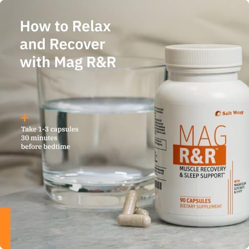 SaltWrap Mag R&R - Nighttime Muscle Cramps Support, Natural Sleep Support for Adults with Magnesium Glycinate for Muscle Spasm and Leg Cramps Relief