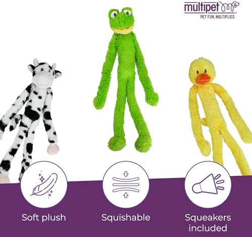Multipet Swingin' Safari Monkey Dog Plush Toy - Squeaky Dog Toy for All Dogs - Extra Soft Plush Dog Toy - Stuffed Animal Dog Toy for Cuddling & Playing - Cute Dog Pet Toy (27”, Brown, 5 Squeakers)