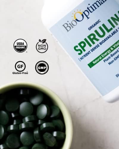 Organic Spirulina Tablets - 120 Tablets | Organic, Non-GMO, No Additives or Fillers - 500mg Premium Quality Dietary Supplement with Vitamins, Minerals, & Antioxidants