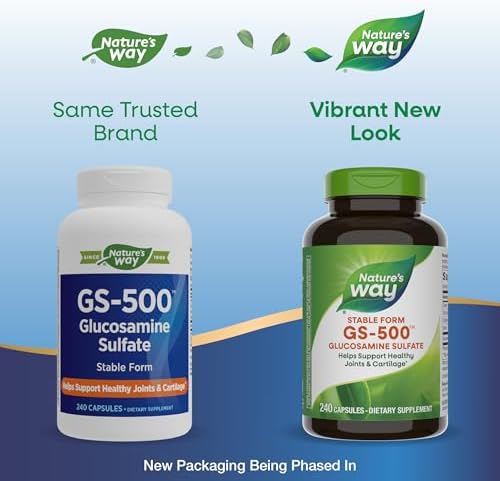Nature's Way GS-500 Glucosamine Sulfate, Stable Form, 240 ct | Helps Support Healthy Joints & Cartilage*, 500 mg Glucosamine per Capsule, Gluten-Free
