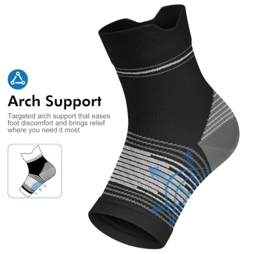 PAPLUS 6 Pairs Plantar Fasciitis Socks, Compression Socks with Arch Support