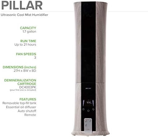 AIRCARE Ultrasonic Cool Mist Whisper Quiet Humidifier- PILLAR