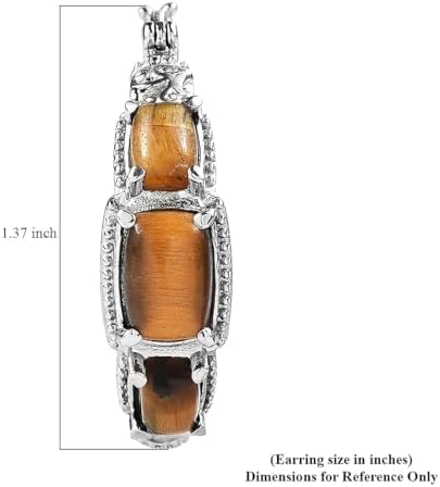 Tigers Eye 10.50 ctw Earrings in Stainless Steel