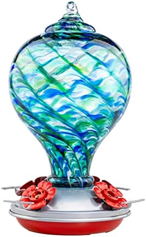 Muse Garden 32OZ Humming Bird Feeder Ant Moat,Gifts for Bird Lover,Gardening Backyard Decor Hummingbird Nectar Capacity,Nebula
