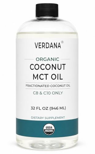 Verdana USDA Certified Organic Coconut MCT Oil –Fractionated Coconut Oil – No Palm Kernel Used – Kosher, Food Grade