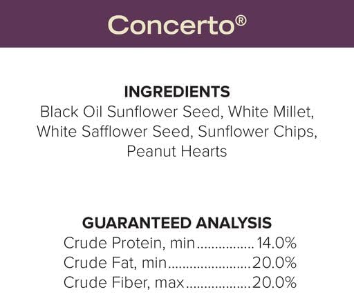 Blue Seal Concerto Wild Bird Seed | Premium High-Energy Blend | No Fillers, Corn-Free | Attracts a Wide Variety of Wild Outside Birds | Convenient Shell-Free Mix | Made in USA | 20 Pound Bag