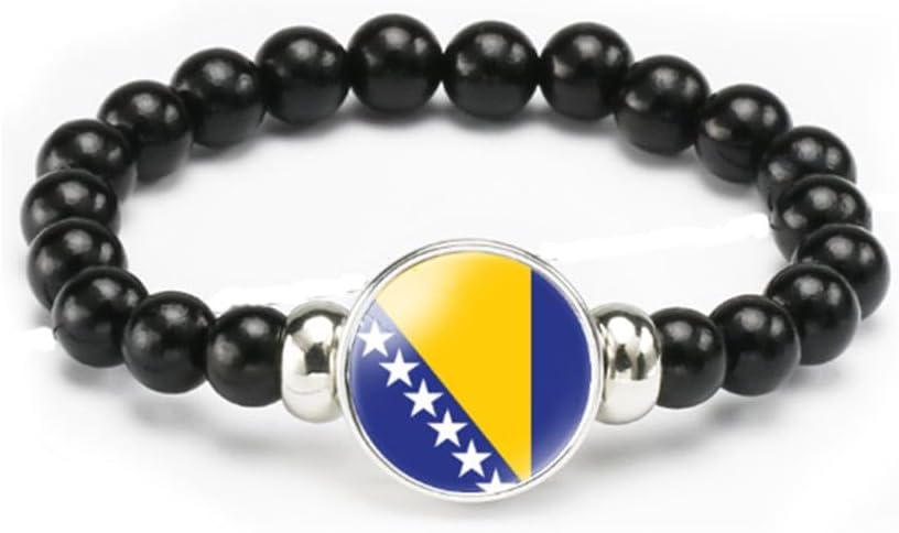 vmcoatdu National Flag Bracelet Elastic Rope Beaded Bracelet Support Your Country Travel Souvenir Gifts for Men Women