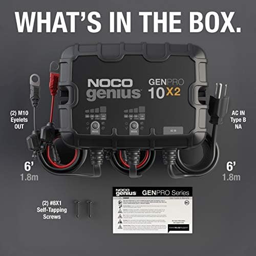 NOCO GENPRO10X2 12V 20A 2-Bank OnBoard Marine Battery Charger & Maintainer