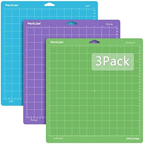 WORKLION Cutting Mat 12x12 Compatible with Maker/Maker 3/Maker 4/Air 2/Explore 3/4, Variety Sticky（Standard, Light