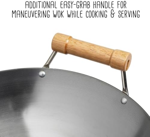 JOYCE CHEN Classic Series 12-Inch Carbon Steel Stir Fry Pan with Birch Handle
