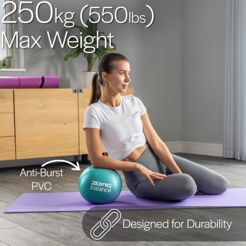 Core Balance 9 Inch Anti Burst Pilates Ball - Mini Exercise Ball for Yoga, Barre, Stretching and Core Stability Workout